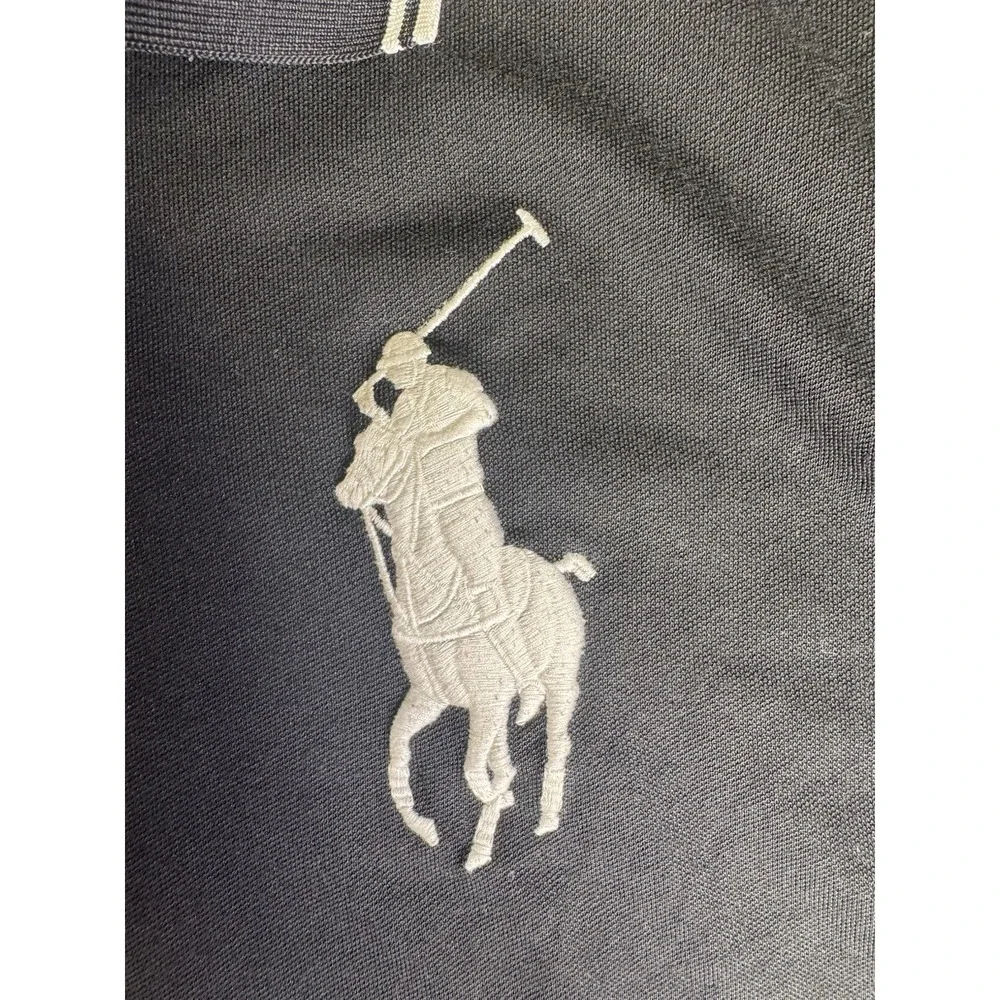 Polo Ralph Lauren Big Pony Quarter Zip Polo Shirt Navy 3 Patch Y2K XXL